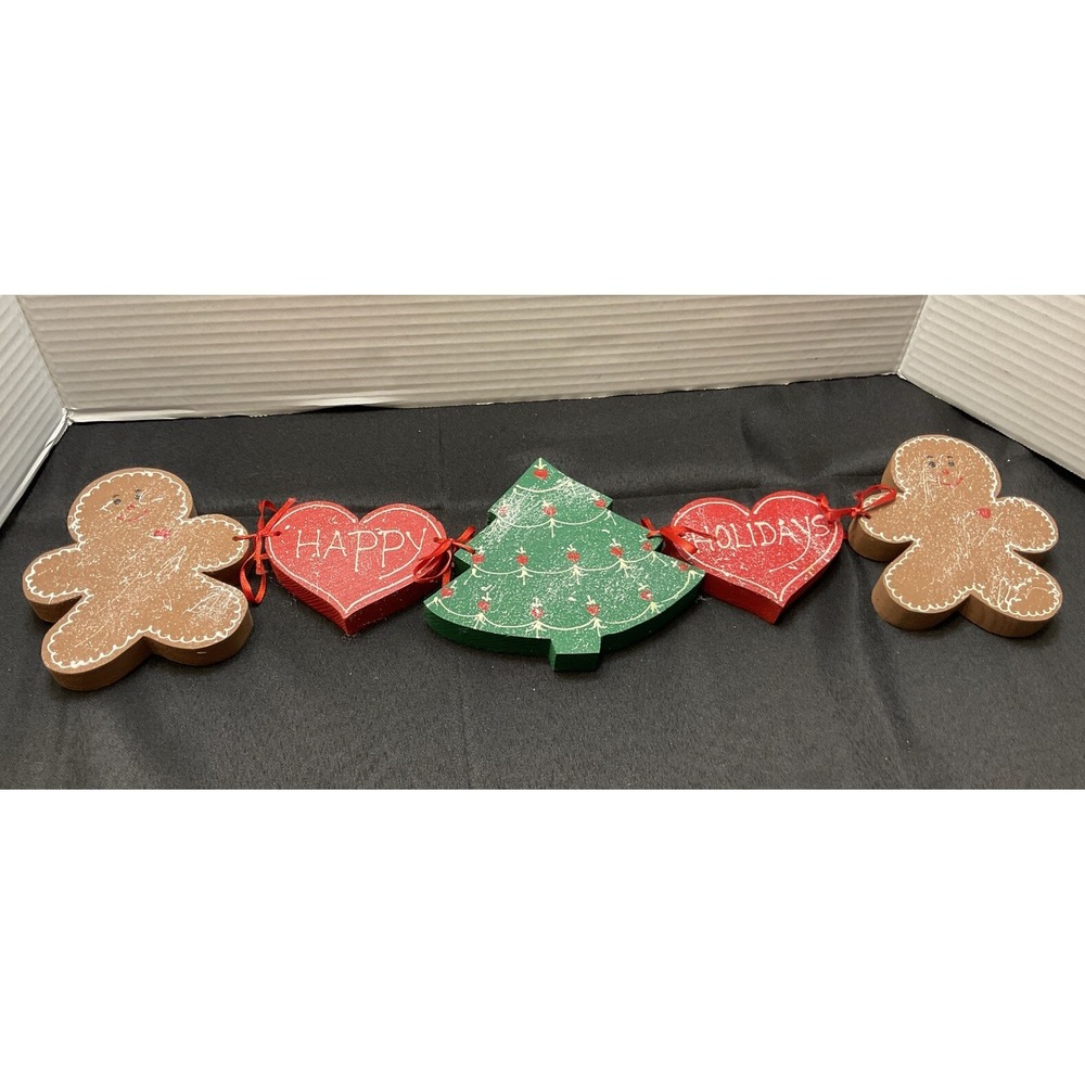 Gingerbread Wooden Happy Holidays Wall Decor Tie‎ Together